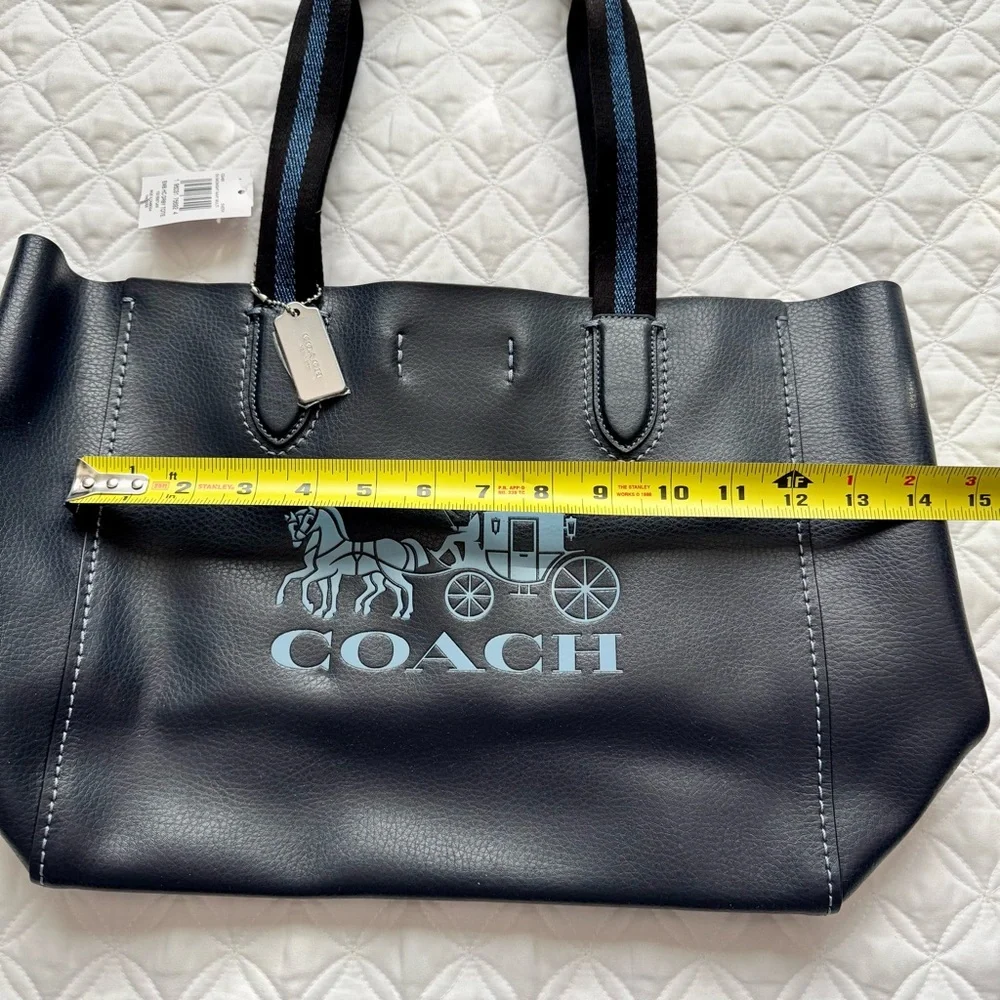 NWT Coach Derby Tote Bag Embossed Horse Carriage Silver/Midnight Navy Multi - Picture 6 of 13